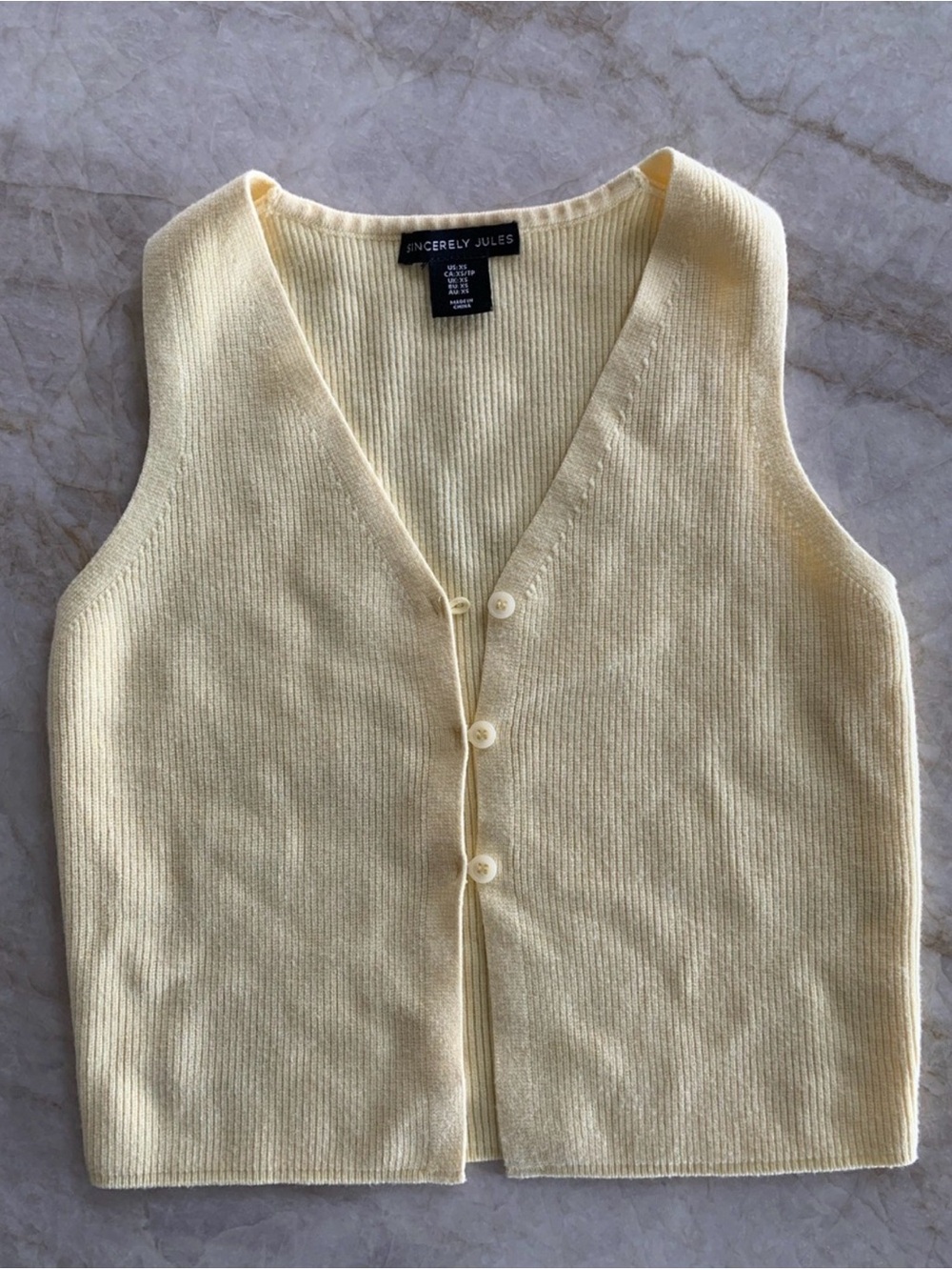 Sincerely Jules Pale Yellow Ribbed Knit Tank Top